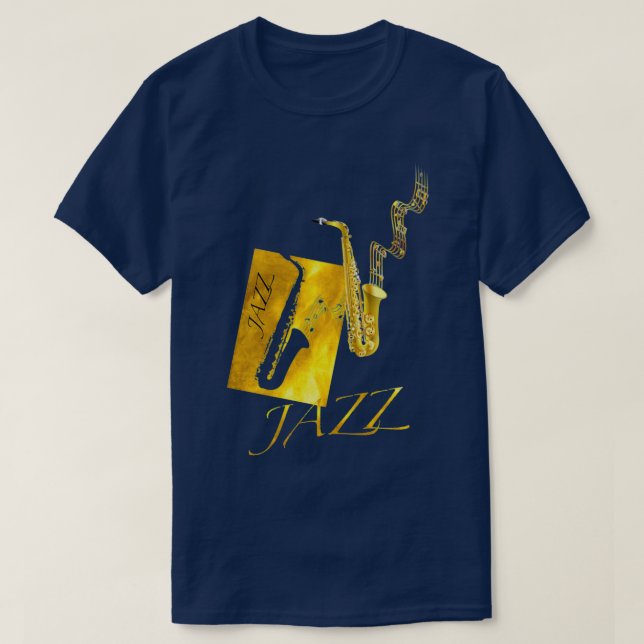 Jazz Sax Saxophone Guld T Shirt (Design framsida)