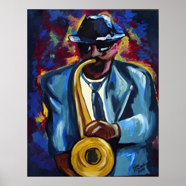 Jazz Sax Saxophone Musician Art Poster (Framsidan)