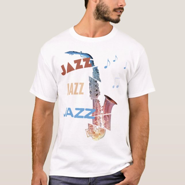 Jazz Saxophone Modern Art T Shirt (Framsida)