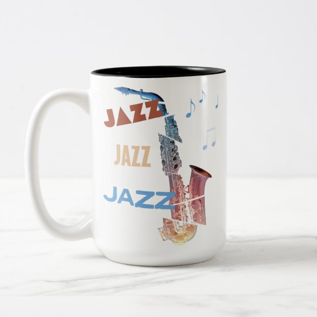 Jazz Saxophone Modern Art Två-Tonad Mugg (Vänster)