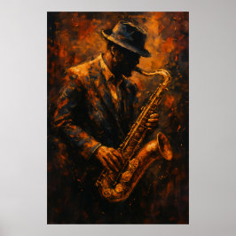 Jazz Saxophonist — Warm Abstract Music Art Poster