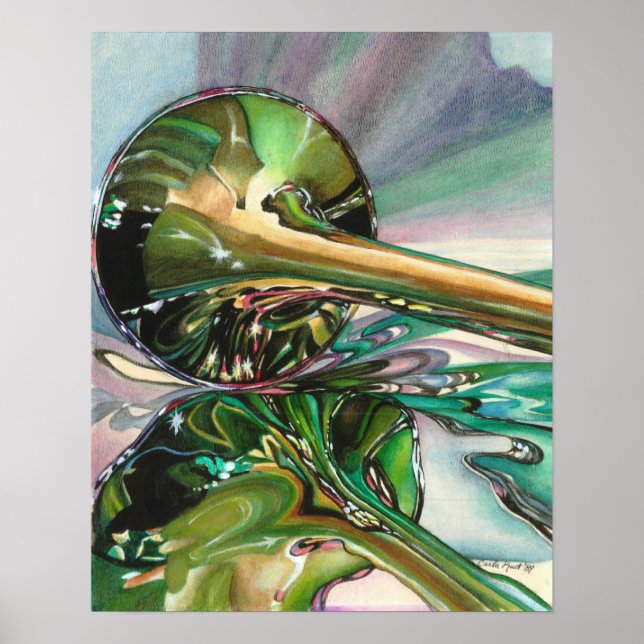Jazz Shine Watercolor Skriv ut Poster (Framsidan)