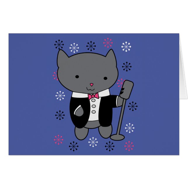 Jazz Singer Cat Hälsningskort (Framsidan Horizontal)