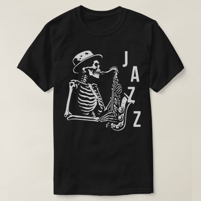 Jazz Skeleton spelar saxofon T Shirt (Design framsida)