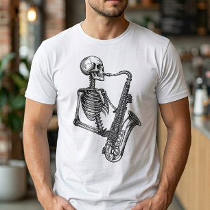 Jazz Skelett Saxofonspelare – Musikälskare T Shirt