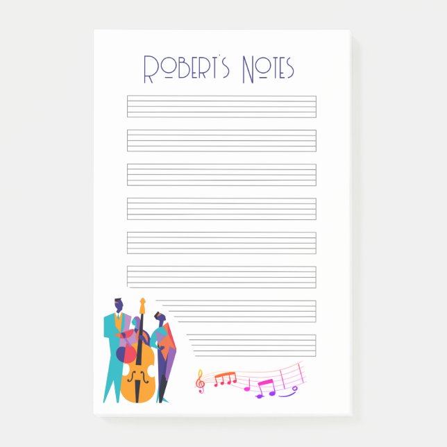 Jazz Slickar-Inspired "Note" Pad med musiker Post-it Block (Framsida)