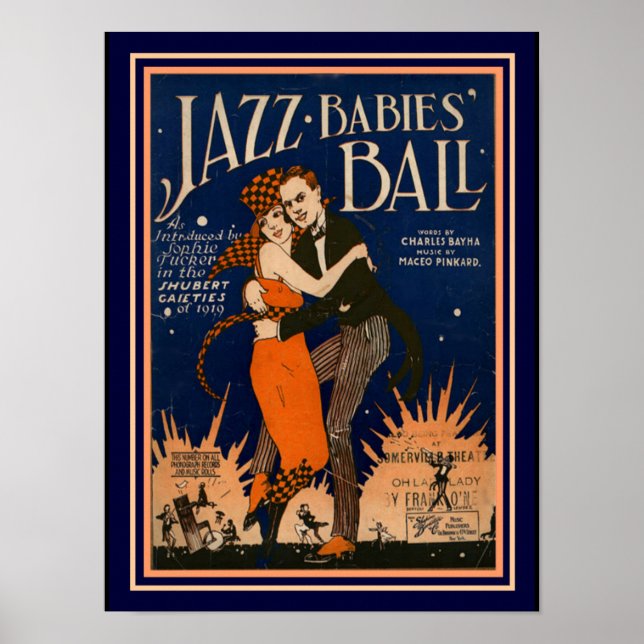 "Jazz Spädbarn Boll" Deco Lakan Music Print 12 x 1 Poster (Framsidan)