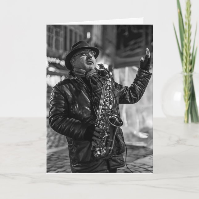 JAZZ STREET MUSICIAN BIRTHDAY-KORT KORT (Framsida)