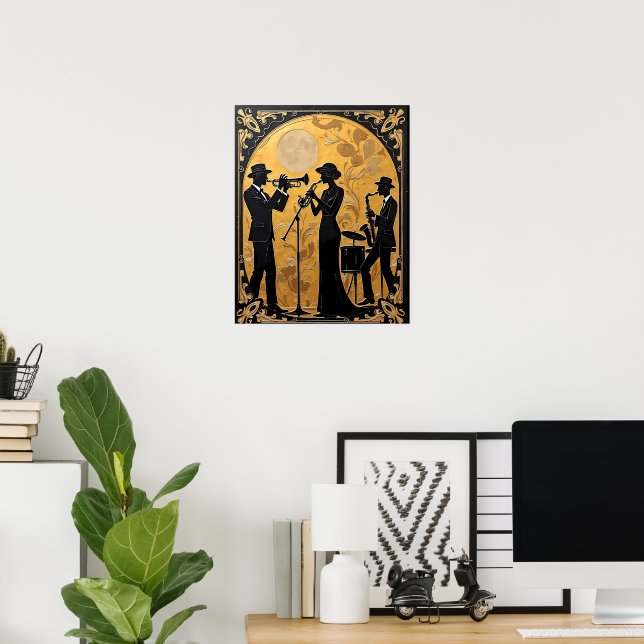 Jazz Trio i Guld Poster (Hemmakontoret)