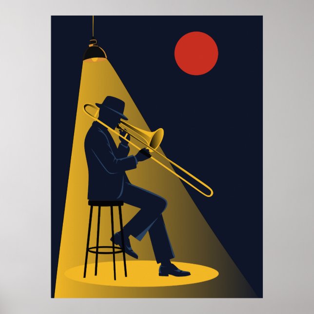 Jazz Trombonspelare  Tryck | Mid-Century (Framsidan)