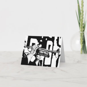 Jazz Trumpet Musician 4x5.6 Folkad Anteckningskort