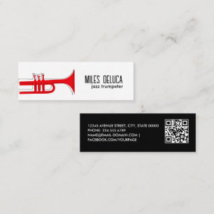 Jazz Trumpet Musician Teacher Qr Code Mini Visitkort