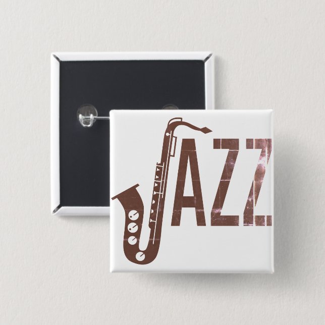 Jazz Typography Sax Knapp (Framsida & baksida)