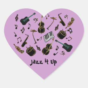 Jazz upp det hjärtformat klistermärke