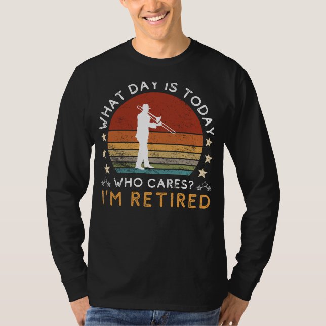 Jazz upp Pension med vår trombone Tee! T Shirt (Framsida)