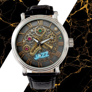 Jazz Watch, Neon Light, Trumpet, Saxophone Armbandsur