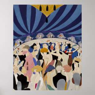 Jazzålderart déco som dansar pardansställekonst poster