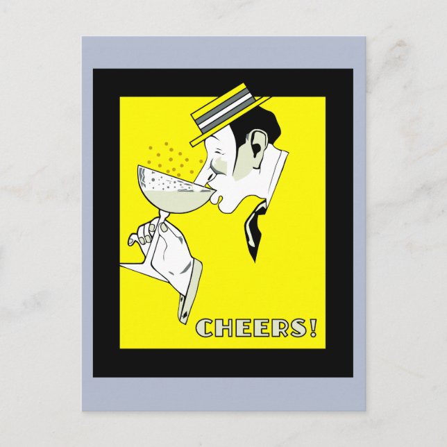Jazzålderns dekoration Konst Champagne Skål Fest Vykort (Framsida)