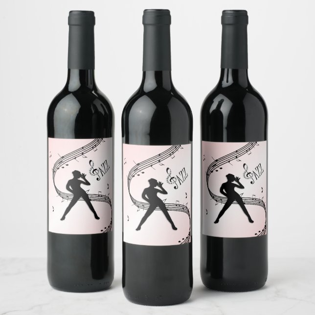 Jazzdans Rosa Musik Vin Etikett (Flaskor)