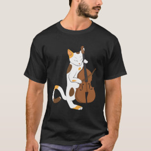 Jazzkatten leker den upprätta basen - musikergåv t shirt