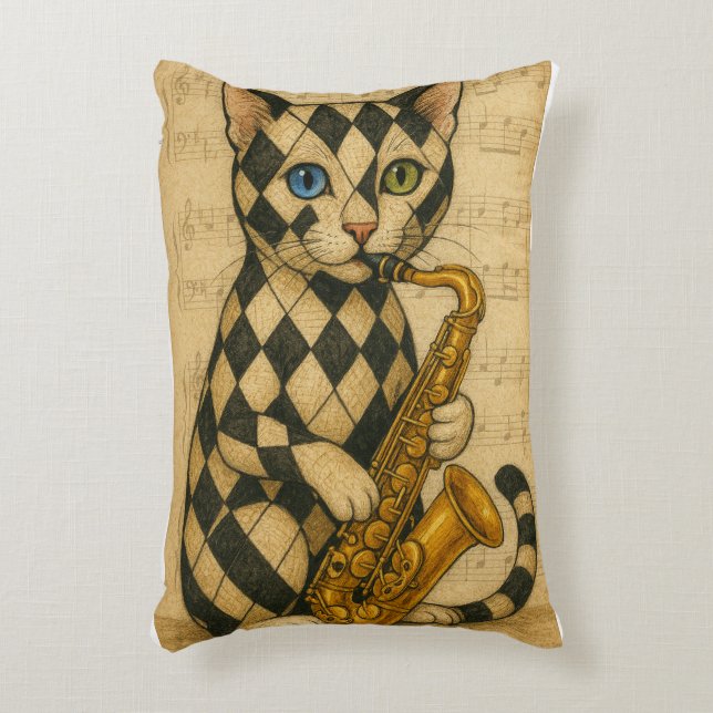 Jazzkatten Prydnadskudde (Framsidan(Vertikal))