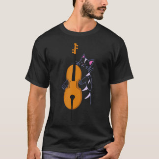 Jazzkatten spelar upprättstående bas coolt t shirt