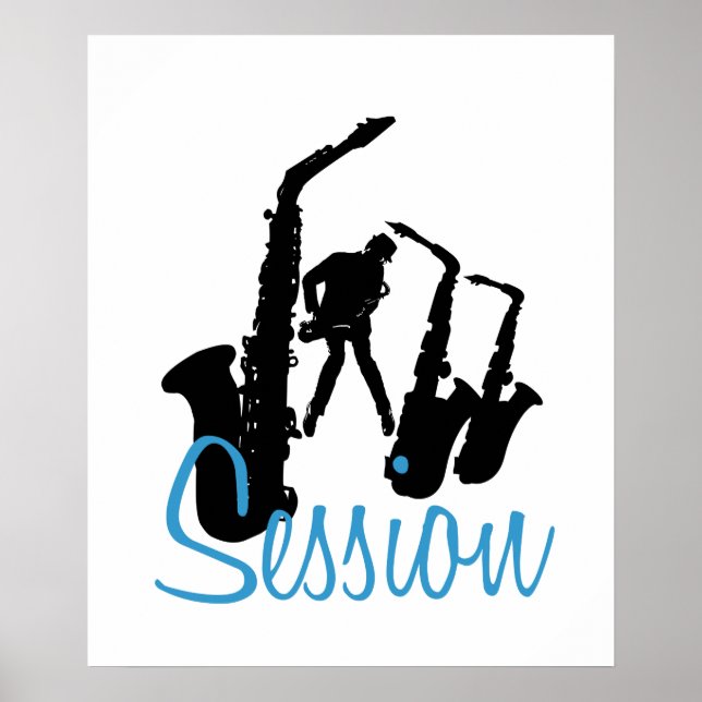 Jazzman Black Silhouette Jazz Session White Poster (Framsidan)