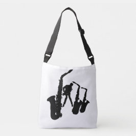 Jazzman Black Silhouette Sax Jazz White Bag Axelväska