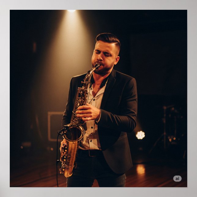 Jazzman Saxophone Player Poster (Framsidan)