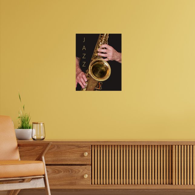 Jazzman som spelar guldsaxofon poster (Vardagsrum 2)