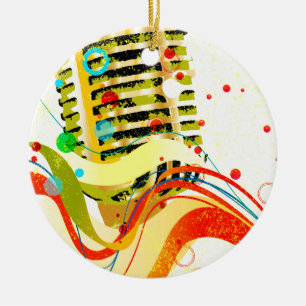 Jazzmikrofonaffisch Julgransprydnad Keramik