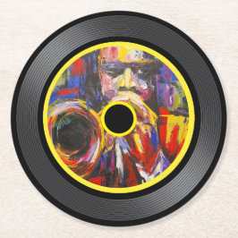 Jazzmusik Vinylskiva Underlägg Papper Rund