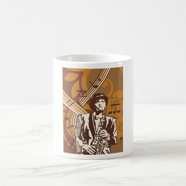 Jazzmusiker med saxofon kaffemugg (Skapare uppladdad)