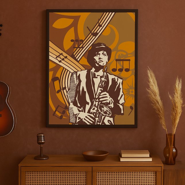 Jazzmusiker med saxofon poster (Skapare uppladdad)