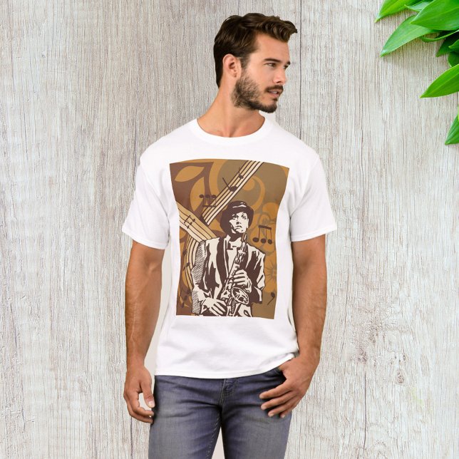 Jazzmusiker med saxofon t shirt (Skapare uppladdad)
