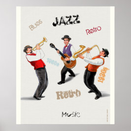 Jazzmusiker Retro musik Blues Vintage KONST Målnin Poster