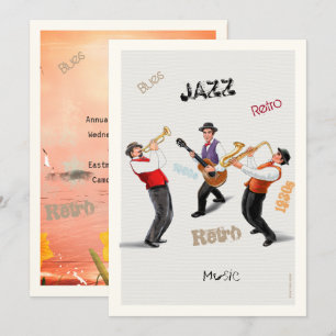 Jazzmusiker Retro musik Bluesfest Konstmålning Inbjudningar