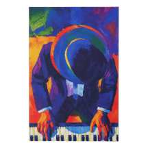 Jazzpianist Abstrakt Konst Färgrik Målning