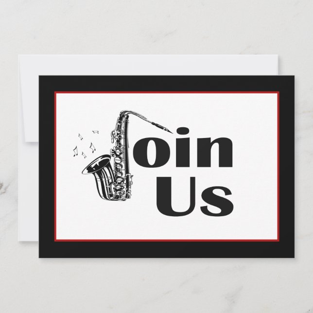 Jazzsaxofon Gå med oss Festinbjudan Inbjudningar (Framsida)