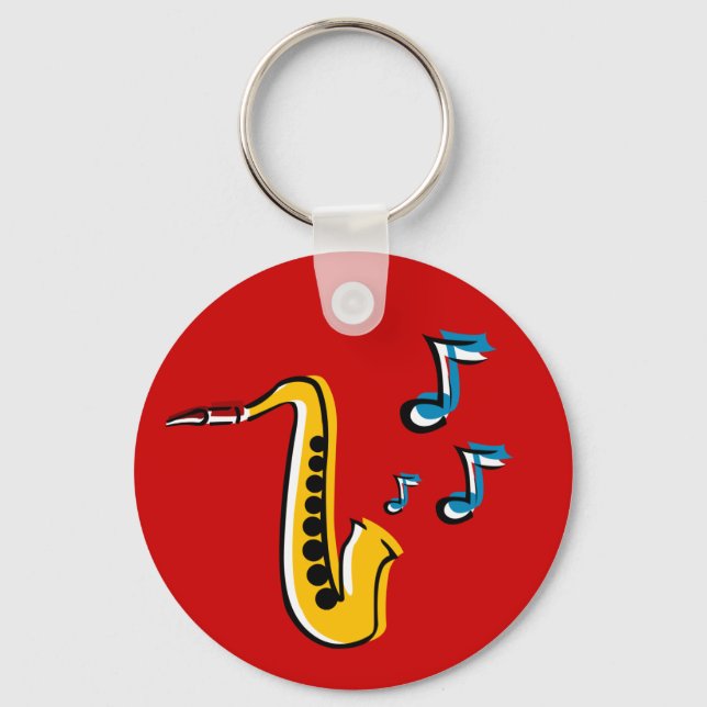 jazzsaxofon med noter nyckelring (Framsida)
