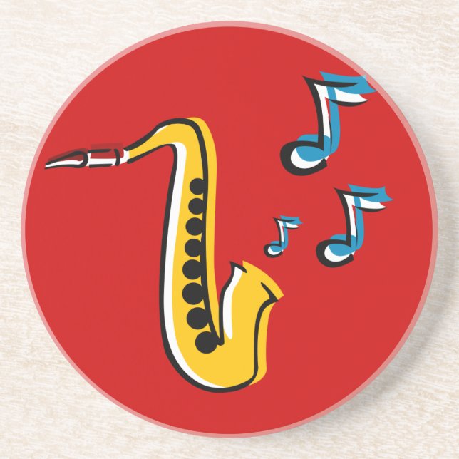 Jazzsaxofon med noter sandstensunderlägg underlägg sandsten (Framsidan)