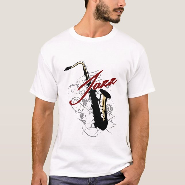 Jazzsaxofon Tee (Framsida)