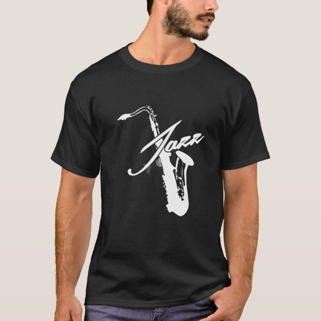 Jazzsaxofon Tee Shirt (Framsida)
