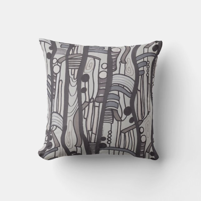 Jazzy Abstrakt Grays Pillow Kudde (Framsida)