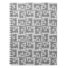 Jazzy Black and White Music Notebook Anteckningsbok