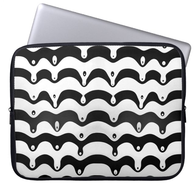 Jazzy Black and White Smälter Zebra ränder Laptop Fodral (Framsidan)