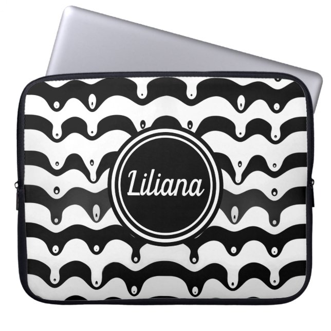 Jazzy Black and White Smälter Zebra ränder Laptop Fodral (Framsidan)