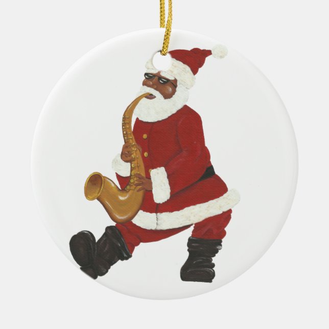 Jazzy Black jultomten Ornament (Framsidan)