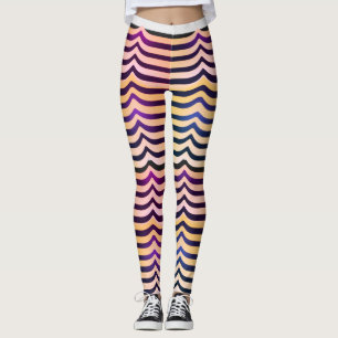 Jazzy Black & White Trippy Op Art Stripey Mönster Leggings
