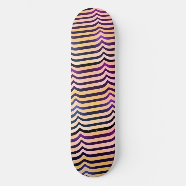 Jazzy Black & White Trippy Op Art Stripey Mönster Mini Skateboard Bräda 18,5 Cm (Framsida)